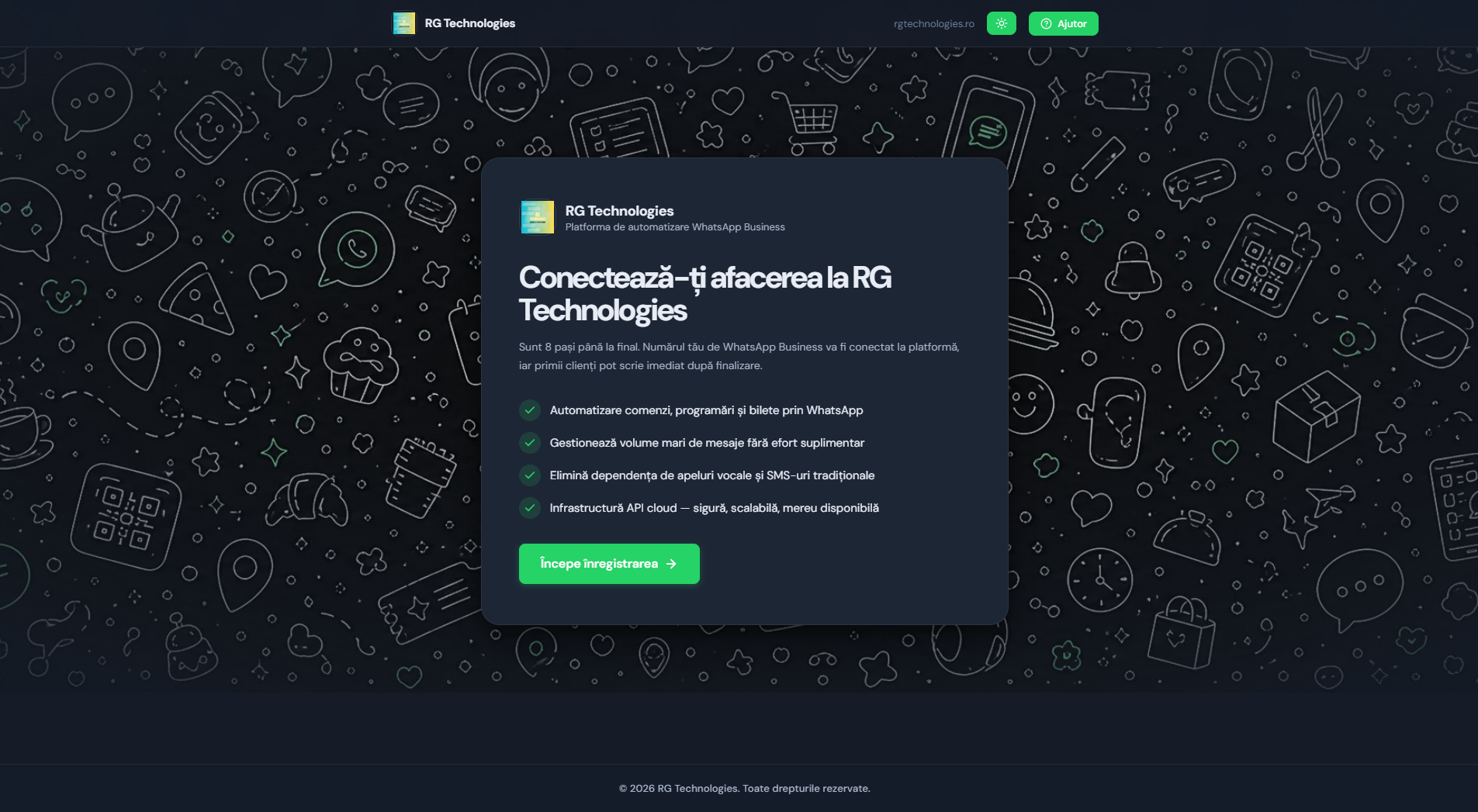 Ecran de bun venit onboarding